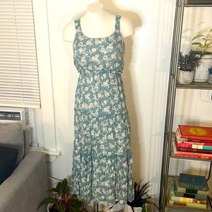 Blue Floral Midi Dress